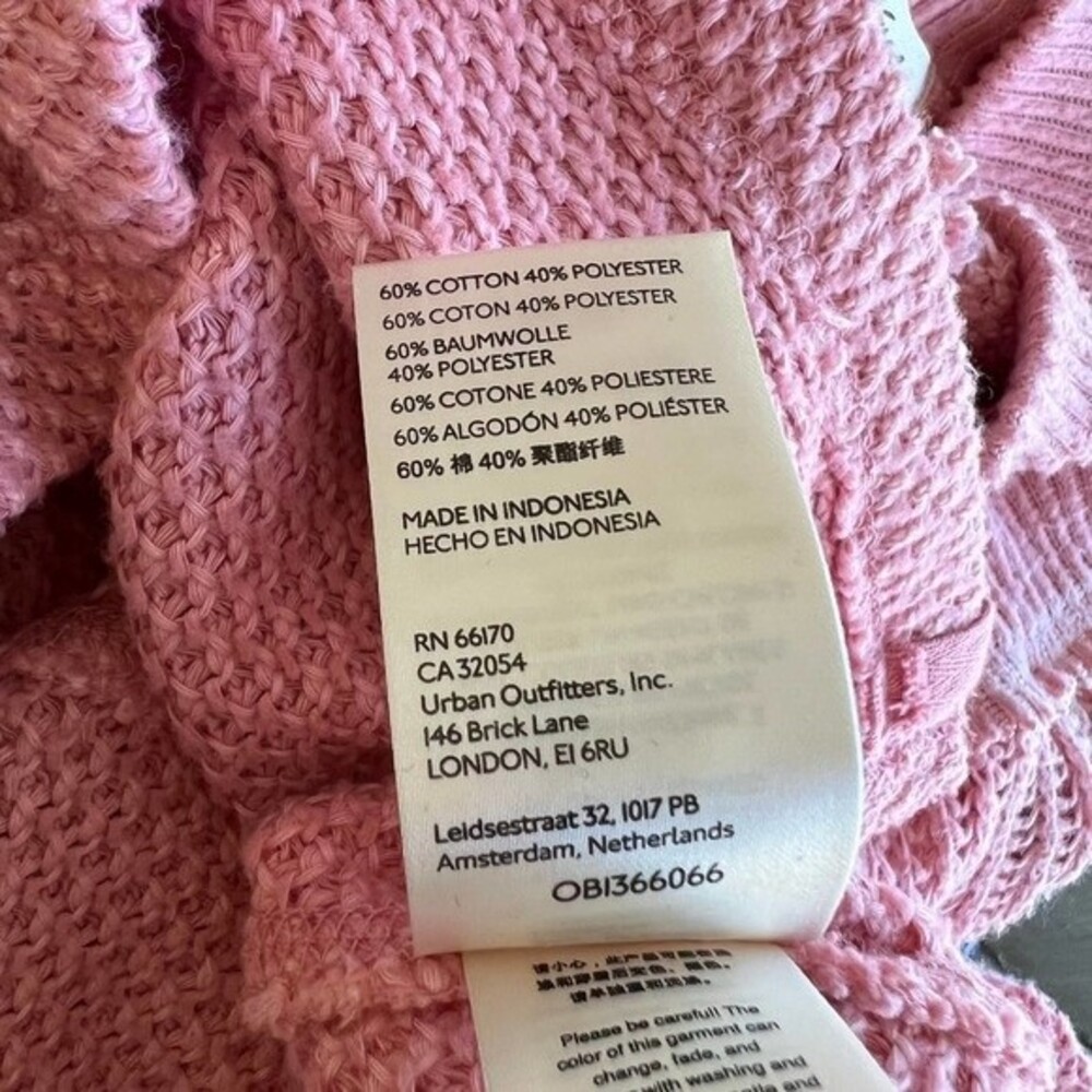 We The Free women Pink sweater waffle knit long sleeve sweater size M boho - Picture 12 of 12